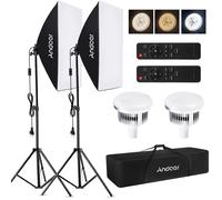Andoer - ensemble d'éclairage Softbox, kit d'éclairage pour photographie en studio avec lumière LED bicolore 85W 2800K-5700K * 2 + Softbox 50x70cm
