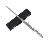 Andoer®-Flûte de concert Western en cupronickel plaqué argent, 16 trous, en do, instrument à vent en bois avec chiffon de nettoyage, graisse pour liège, gants, mini tournevis, étui rembourré Argenté.