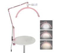 Andoer HD-M3X Bureau LED Video Light Half-moon Fill Light 3000K-6000K C-Clamp pour Salon de miles Maquillage Live Streaming oral et - Type Rose