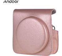 Andoer Housse de protectionPolyuréthaneEtui en cuir avec sangle réglable pour Fujifilm Instax Square SQ6 Appareil photo instantané Rose