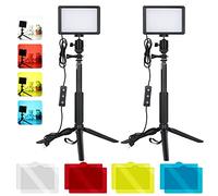 Andoer Kit de 2 Lampes vidéo LED USB de Bureau avec lumière de Remplissage à intensité Variable 5600K trépied Extensible rotule Flexible filtres de Couleur pour l'éclairage de vidéoconférence