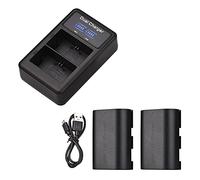 Andoer Kit de chargeur de batterie LP-E6/E6N 2 pcs 7,4 V 2650 mAh Batterie LED2-LPE6 Dual Channel Camera Chargeur de batterie Port USB Écran LCD Remplacement pour Canon EOS 5D Mark II/III/IV 6D 7D 60D