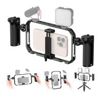 Andoer Kit de montage vidéo pour téléphone portable - Stabilisateur de smartphone pour enregistrement vidéo - Cage de téléphone universelle avec poignées latérales - Supports de chaussures froides -