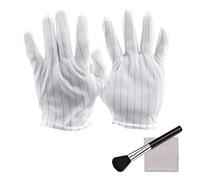 Andoer Kit de nettoyage 3 en 1 pour appareil photo avec 1 paire de gants antistatiques + 1 brosse à lentilles + 1 chiffon de nettoyage pour outils d'entretien pour appareils photo numériques DSLR