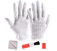 Andoer Kit de Nettoyage d'appareil Photo 3 en 1 avec 1 Paire de Gants antistatiques + 1 Brosse de Nettoyage + 1 Chiffon de Nettoyage pour Outils d'entretien d'appareil Photo numérique DSLR