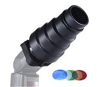 Andoer Kit de Snoot Conique en Alliage d'Aluminium avec Grille Nid d'abeille et 5 Filtres de Couleur pour Studio Strobe Monolight Photographie Flash à Bowens Monture