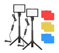 Andoer Kit d'éclairage de vidéoconférence USB avec lumières vidéo LED 5600 K à intensité variable, trépieds de bureau rotatifs à 180 degrés, adaptateurs de montage filtres couleur pour diffusion en