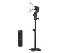 Andoer Kit d'éclairage LED de Photographie de Table avec Ampoule 85W à intensité Variable 3200K-5500K + Douille de Lampe E27 + Support de Bureau + télécommande