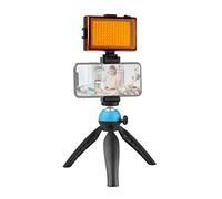 Andoer Kit vidéo portable pour smartphone Système vidéo pour téléphone avec lumière de remplissage à LED 5500K / 3200K + support de téléphone réglable + mini trépied à bille de table