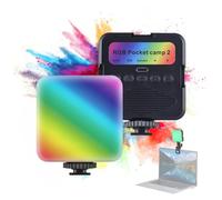 Andoer Lampe vidéo LED RVB de poche 3200 K à 6500 K à intensité variable avec clip d'écran pour ordinateur, tablette, smartphone, appareil photo reflex numérique, batterie intégrée