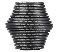 Andoer® Lot de 18 bagues d'adaptation en métal pour filtres d'objectif 37 49 52 55 58 62 67 72 77 82 mm