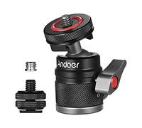 Andoer Mini Adaptateur De Tête De Boule Support De Moniteur Adaptateur De Griffe Froide En Alliage D'aluminium Rotatif À 360 ° Vis 1/4 Pouce 3/8 Pouce Pour Montage Caméra Moniteur Microphone LED Vidéo