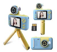 Andoer-Mini appareil photo numérique pour enfants,caméra vidéo pour enfants,1080P,40MP avec mini trépied,cadeau d'anniversaire et de Noël pour garçons et filles - Type Blue and Yellow