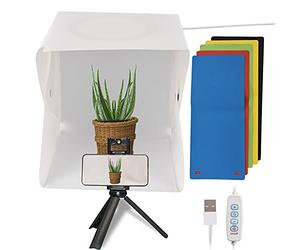 Andoer Mini kit de boîte à lumière de Photographie Professionnelle Kit de lumière LED Pliable Portable avec des arrière-Plans colorés pour la Prise de Vue vidéo Produit Bijoux Montres Parfums