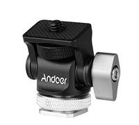 Andoer Mini montage sur moniteur Tête de trépied Adaptateur de sabot froid Alliage d'aluminium Vis de 1/4" pour montage Caméra Moniteur Microphone Flash Lumière de remplissage LED, argenté