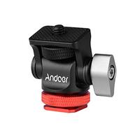 Andoer Mini support de moniteur pour tête de trépied adaptateur chaussures froides alliage d'aluminium 1/4" vis pour montage appareil photo moniteur microphone flash LED lumière de remplissage rouge
