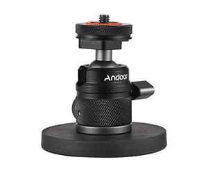 Andoer Mini tête sphérique pour trépied 1/4" Vis et raccord chaussures froides en alliage d'aluminium rotatif à 360° avec grand pied magnétique Capacité de charge 350 g Remplacement pour appareil