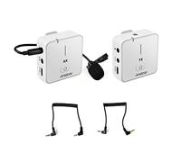 Andoer MX5 Microphone Lavalier sans fil 2,4 G Système de microphone d'enregistrement sans fil avec récepteur d'émetteur Lavalier Mic 50 m Portée effective pour smartphone Appareil photo reflex