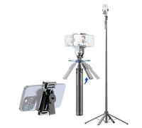 Andoer Perche à selfie extensible 180 cm avec vis 1/4", clip téléphone amovible, déclencheur à distance, trépied de téléphone pour vlog, selfie, streaming en direct, photo de groupe, vidéo
