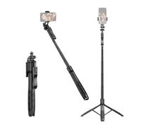 Andoer Perche à selfie multifonction de 152,4 cm avec tige télescopique à 6 sections, tête sphérique rotative à 360° avec poignée anti-secousses, clip de téléphone, télécommande compatible avec