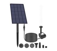 Andoer Pompe de fontaine solaire 2,5 W avec 4 buses Pompe à eau submersible pour bain d'oiseaux DIY Pompe de fontaine enfichable murale pour aquarium, jardin, piscine, aquarium