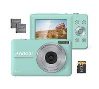 Andoer Portable 1080P Appareil Photo Numérique Caméscope Vidéo 44MP Auto Focus 2.5 Écran IPS Zoom Numérique 16X Anti-Shake Face Detect Smile Capture avec Carte Mémoire 32GB 2 Batteries Cadeau de Noë