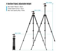 Andoer-Q160SA Trépied d'appareil photo avec rotule Guardian,trépied pour appareils photo numériques DSLR,caméscope,appareil photo Nikon,appareil photo Sony,IL - Type Q160SA Tripod