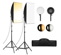 Andoer Softbox, Kit Eclairage Studio Photo, 2 Softbox 50x70cm 80W Température Bicolores 3200K 5500K Intensité Variable LED Lumière et Un Sac de Transport pour Portrait, Photo de Mode et de Vidéos