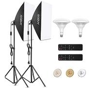 Andoer Softbox Kit, éclairage vidéo LED avec Softbox Lightbox 20 x 28 Pouces, 2 Ampoules à économie d'énergie 150 W, avec télécommandes