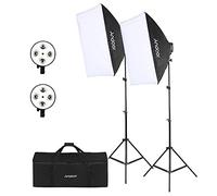 Andoer Softbox LED Set - 2 x 50 x 70 cm, 2 x 4 en 1 Porte-Ampoules, 2 x 2 m Support de Lumière, Sac de Transport pour Portrait d'Étude, Photographie