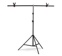 Andoer Support de fond en forme de T 1,5 x 2 m - Kit de support de fond en alliage d'aluminium - Haute performance - Portable - Hauteur réglable - Pour studio vidéo - Avec clip à ressort - Noir