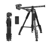 Andoer Trépied de 157 cm, trépied pour appareil photo avec colonne centrale à 90 °, trépied photo en aluminium avec monopode, tête sphérique 360 °, raccord à vis 1/4", sac de transport, charge 5 kg