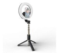 Andoer Trépied Multifonctionnel Selfie Stick Stick Selfie Extensible à 4 Sections avec Grand Anneau Lumineux de 6 Pouces Température Bicolore 9 Niveaux de luminosité réglable Télécommande Amovible