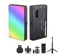 Andoer W140 Kit d'éclairage vidéo LED RVB, lumière d'appareil photo LED CRI95+ 2500K-9000K Dimmable Rechargeable Photographie Remplissage Lumière avec trépied de bureau Support de téléphone Clip Cold