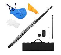 Andoer Western Concert Flûte Argent-Nickel Plaqué 16 Trous C Key Instrument à Vent avec Cork Gants Graisse Chiffon de Nettoyage de Bâton Mini Etui Rembourré Tournevis