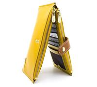 ANDOILT Femmes Multi Portefeuille en Cuir Blocage RFID Card Organizer avec Poche Zippée Sac À Main pour Téléphone Portable Jaune