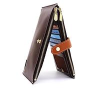 ANDOILT Femmes Multi Portefeuille en Cuir Blocage RFID Card Organizer avec Poche Zippée Sac À Main pour Téléphone Portable Café