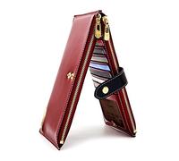 ANDOILT Femmes Multi Portefeuille en Cuir Blocage RFID Card Organizer avec Poche Zippée Sac À Main pour Téléphone Portable Rouge