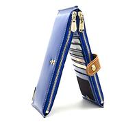 ANDOILT Femmes Multi Portefeuille en Cuir Blocage RFID Card Organizer avec Poche Zippée Sac À Main pour Téléphone Portable Bleu