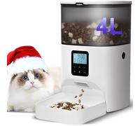 ANDOLL HOME Distributeur automatique de nourriture pour chat avec enregistreur vocal de 10 secondes, jusqu'à 8 repas par jour, distributeur de nourriture programmée pour chat avec anneau scellé de