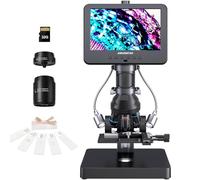 Andonstar AD266S Microscope numérique HDMI 20X-5000X, enregistrement vidéo UHD 2160p, microscope LCD de 17,8 cm pour adultes et enfants, kit biologique de laboratoire à domicile avec diapositives, vue