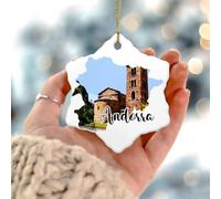 Andorre Décorations de Noël Architecture Carte Bâtiment Art Scenic Arbre de Noël Décoration festive Décoration d'intérieur Pendentif en céramique personnalisé pour amis, collègues, employés, famille