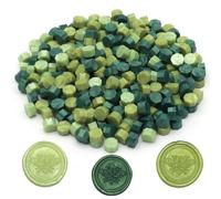 Andotopee Lot de 300 perles de cire vertes de qualité supérieure pour sceller des lettres, emballages cadeaux, invitations de mariage, décoration de cartes de vacances et loisirs créatifs - Vert