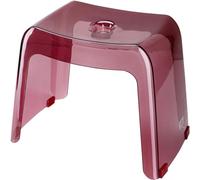 ANDRAX Tabouret de Salle de Bain Transparent, Tabouret de Douche en Acrylique Transparent avec Repose-Pieds de Douche antidérapant, adapté à la Cuisine, à la Chambre à Coucher et au Salon (Red Rouge)