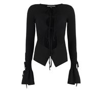 Andrea Adamo, Femme, Pulls, Noir, Taille: 42 FR Top à manches longues avec découpes