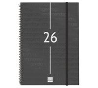 Andrea Agenda Semainier Vertical En Cuir Ouvert 2026 De Janvier 2026 À Décembre 2026 (12 Mois) Noir Espagnol