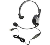 Andrea Communications NC-181VM Casque d'ordinateur monaural USB avec Microphone antibruit, Commandes de Volume/Mute en Ligne, Carte Son Externe intégrée et Prise USB, Noir, Gris, Argent