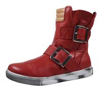 Andrea Conti Bottine Femme Plate Biker En Cuir Avec Boucles 0344630