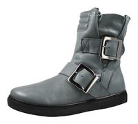 Andrea Conti Bottine Femme Plate Biker En Cuir Avec Boucles 0344630