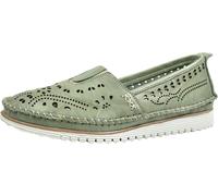 Andrea Conti Mocassins femme en cuir perforé Folk Boho 1885909, Taille:37 EU, Couleur:Vert